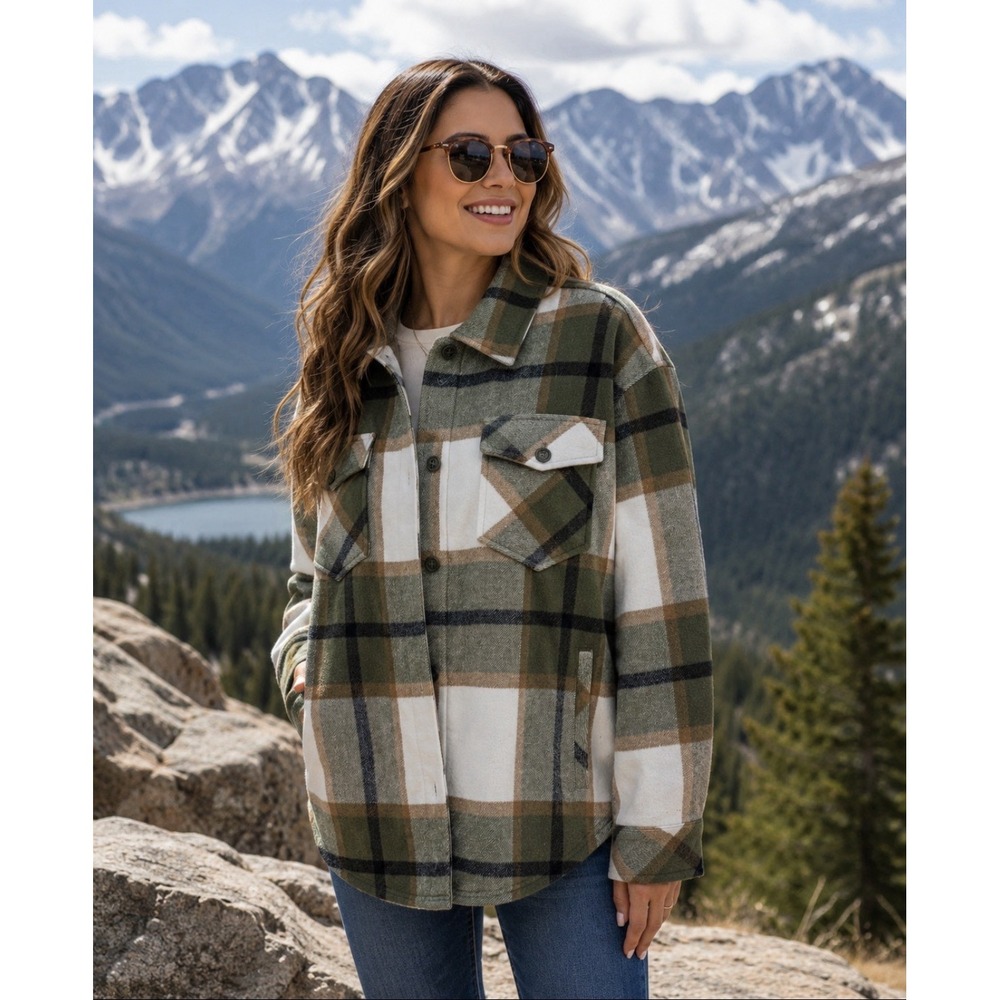 Woolx Jacket Womens Small Plaid Sawyer Merino Wool Shacket Thick Flannel Green
